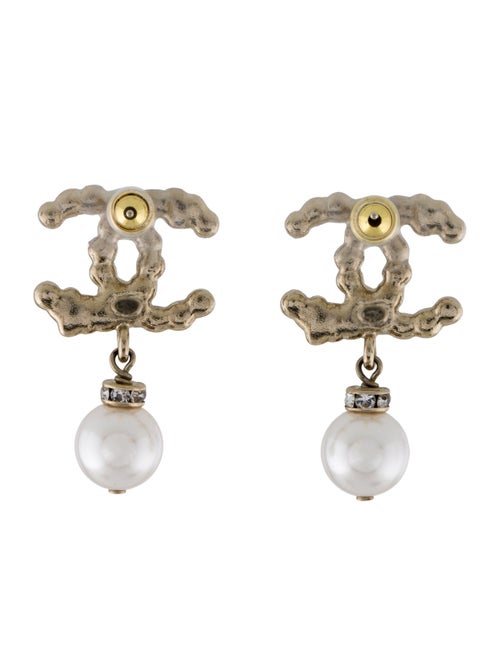 Chanel 2025 Faux Pearl & Strass CC Drop Earrings