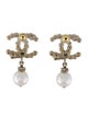 Chanel 2025 Faux Pearl & Strass CC Drop Earrings