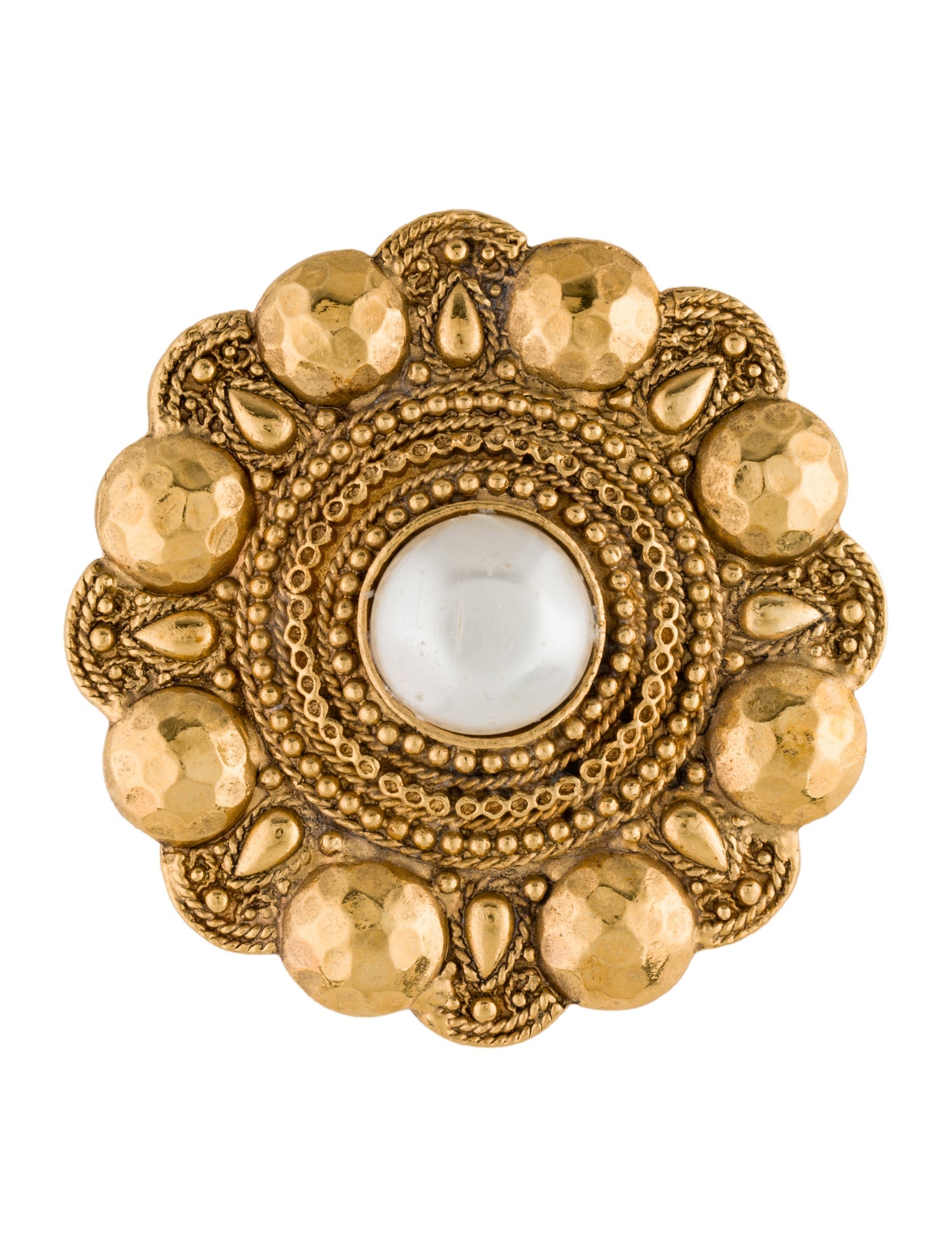 Chanel Vintage Faux Pearl Floral Brooch