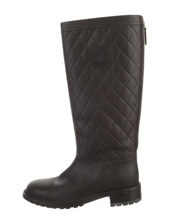 Chanel Interlocking CC Logo Leather Rain Boots