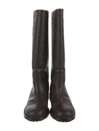 Chanel Interlocking CC Logo Leather Rain Boots