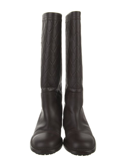 Chanel Interlocking CC Logo Leather Rain Boots