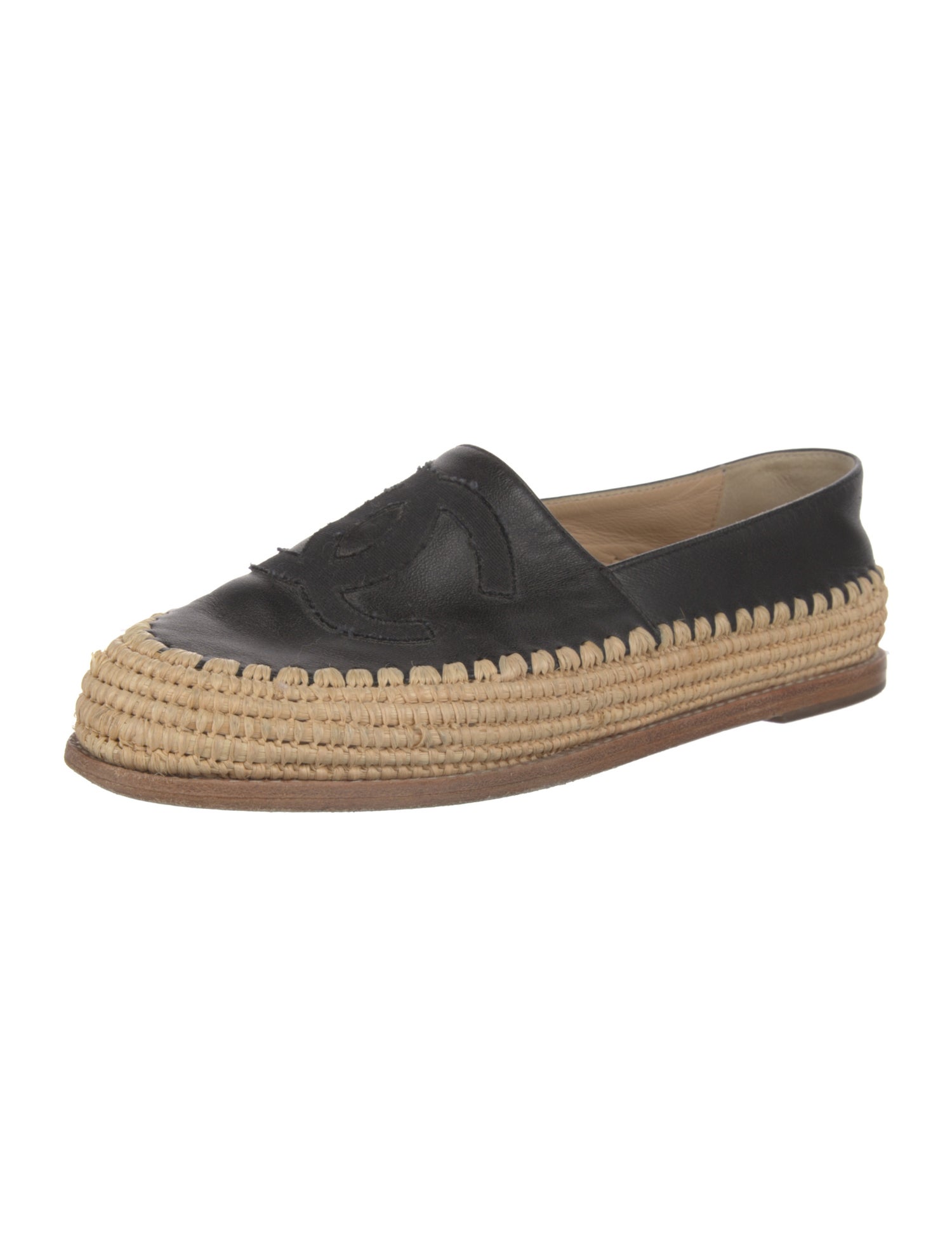 Chanel Interlocking CC Logo Leather Espadrilles