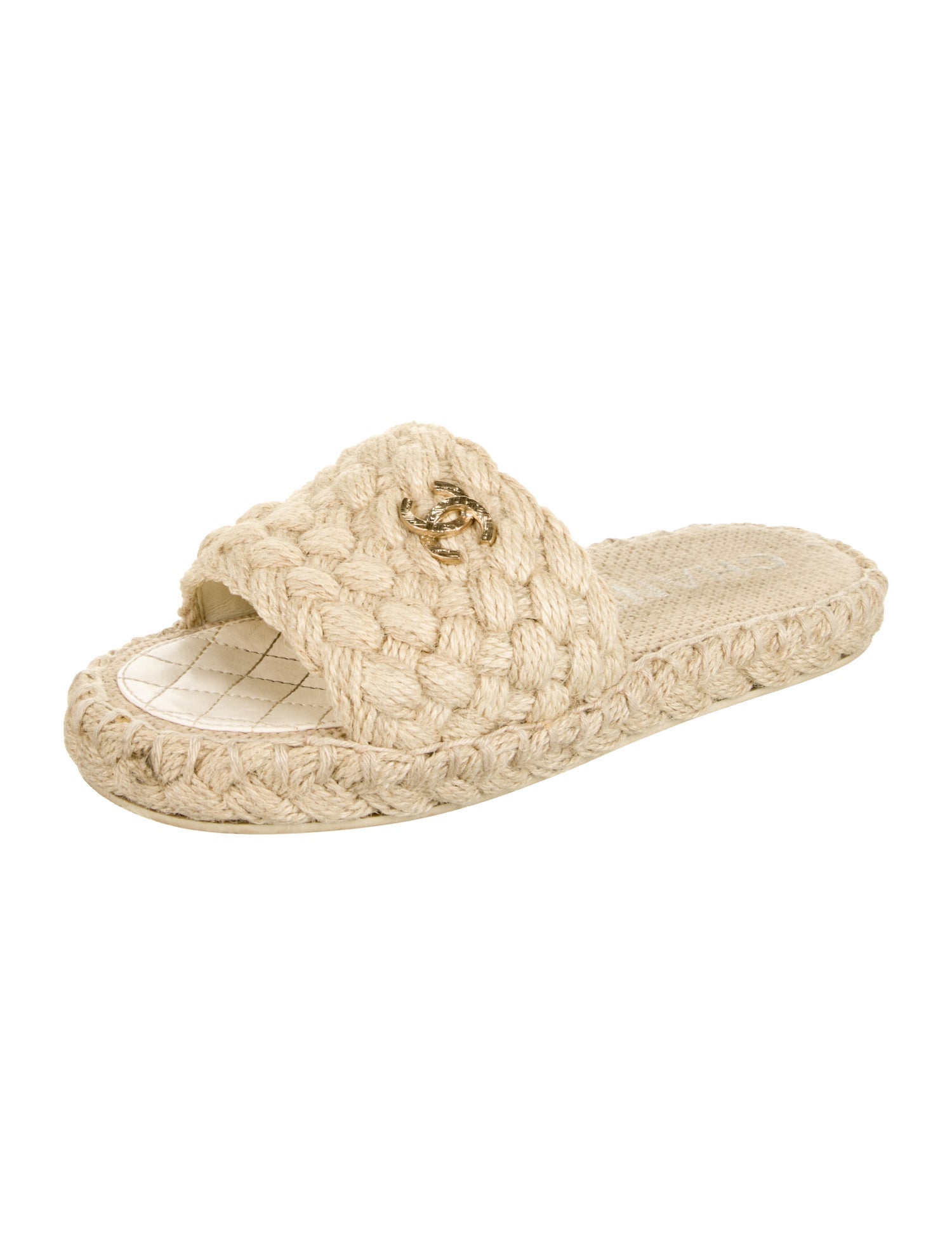 Chanel Interlocking CC Logo Jute Espadrilles