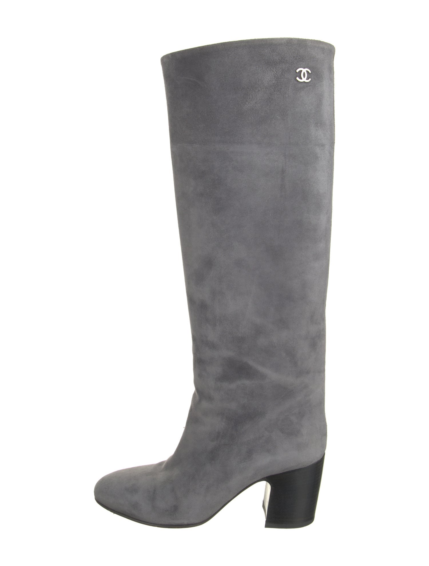 Chanel Interlocking CC Logo Suede Riding Boots