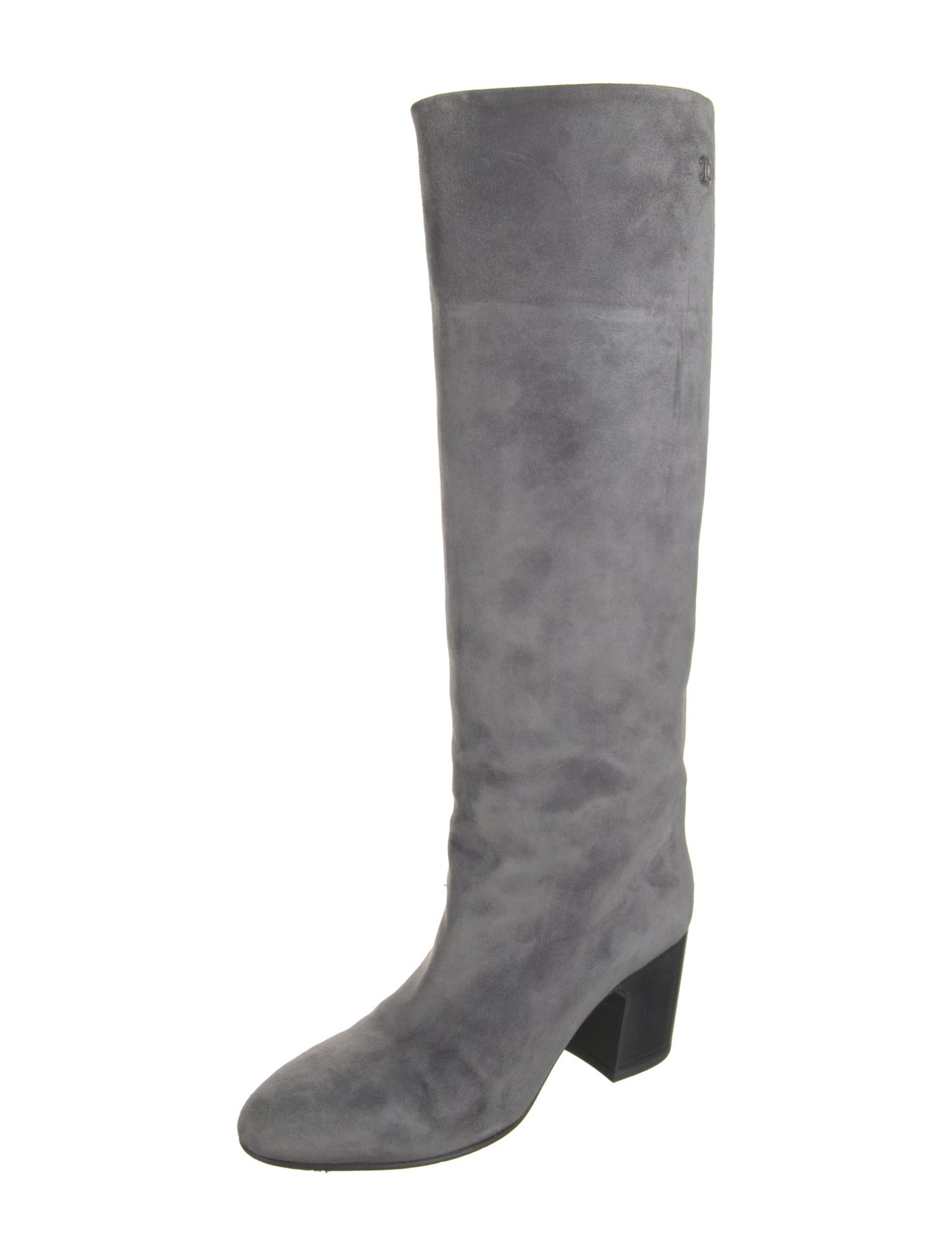 Chanel Interlocking CC Logo Suede Riding Boots