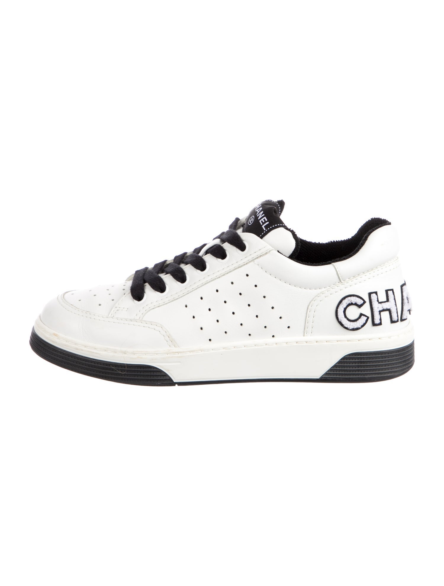 Chanel Interlocking CC Logo Leather Sneakers