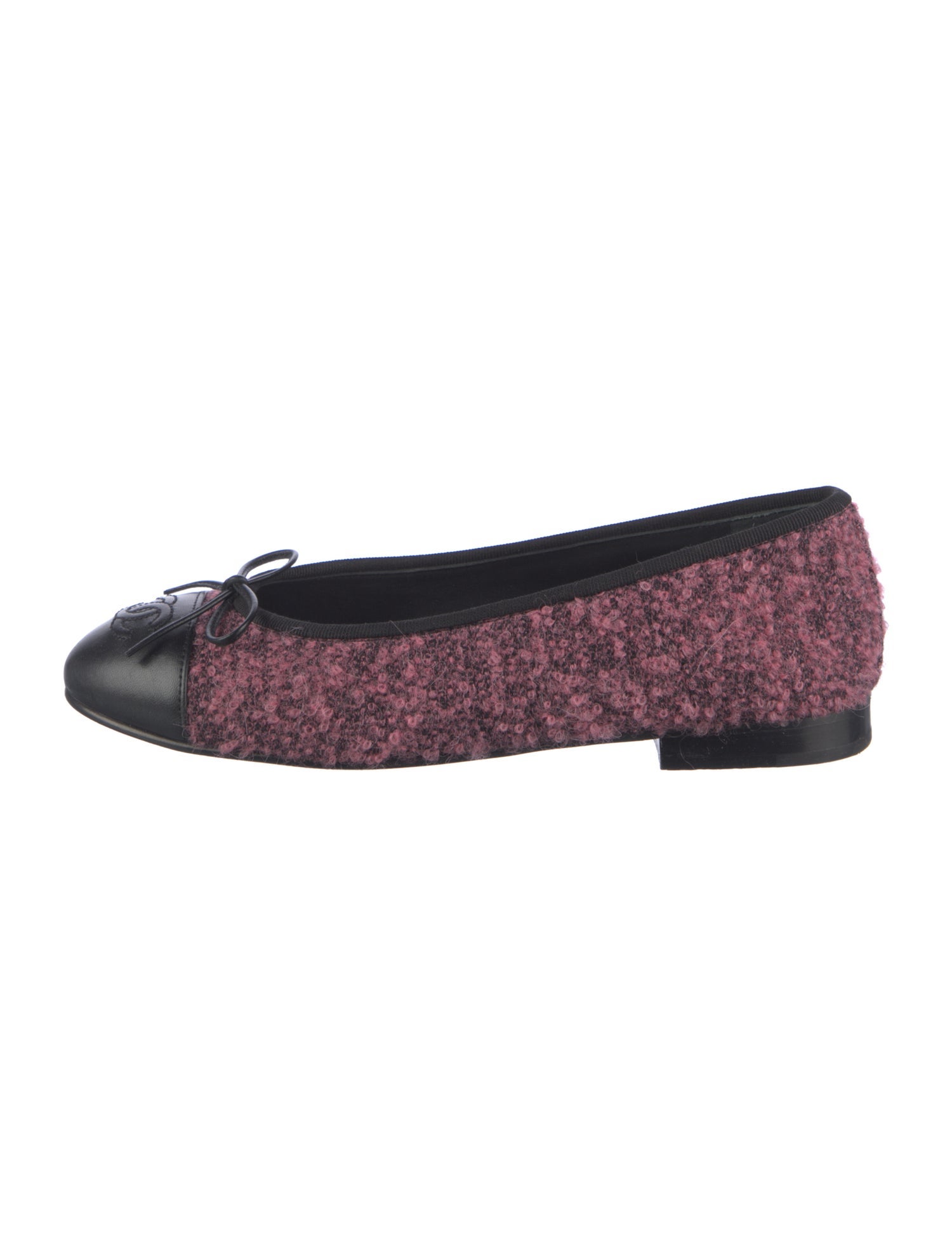 Chanel Interlocking CC Logo Tweed Ballet Flats