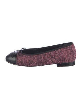 Chanel Interlocking CC Logo Tweed Ballet Flats