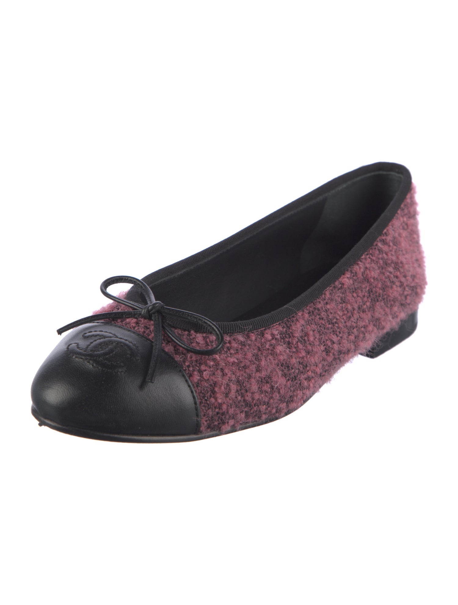Chanel Interlocking CC Logo Tweed Ballet Flats