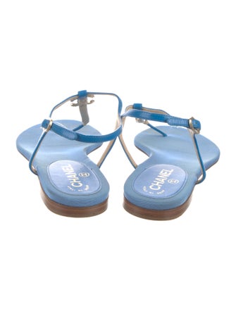 Chanel Interlocking CC Logo Leather T-Strap Sandals