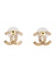 Chanel Strass & Faux Pearl CC Stud Earrings