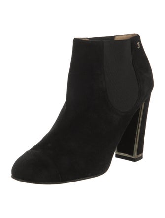 Chanel Interlocking CC Logo Suede Boots