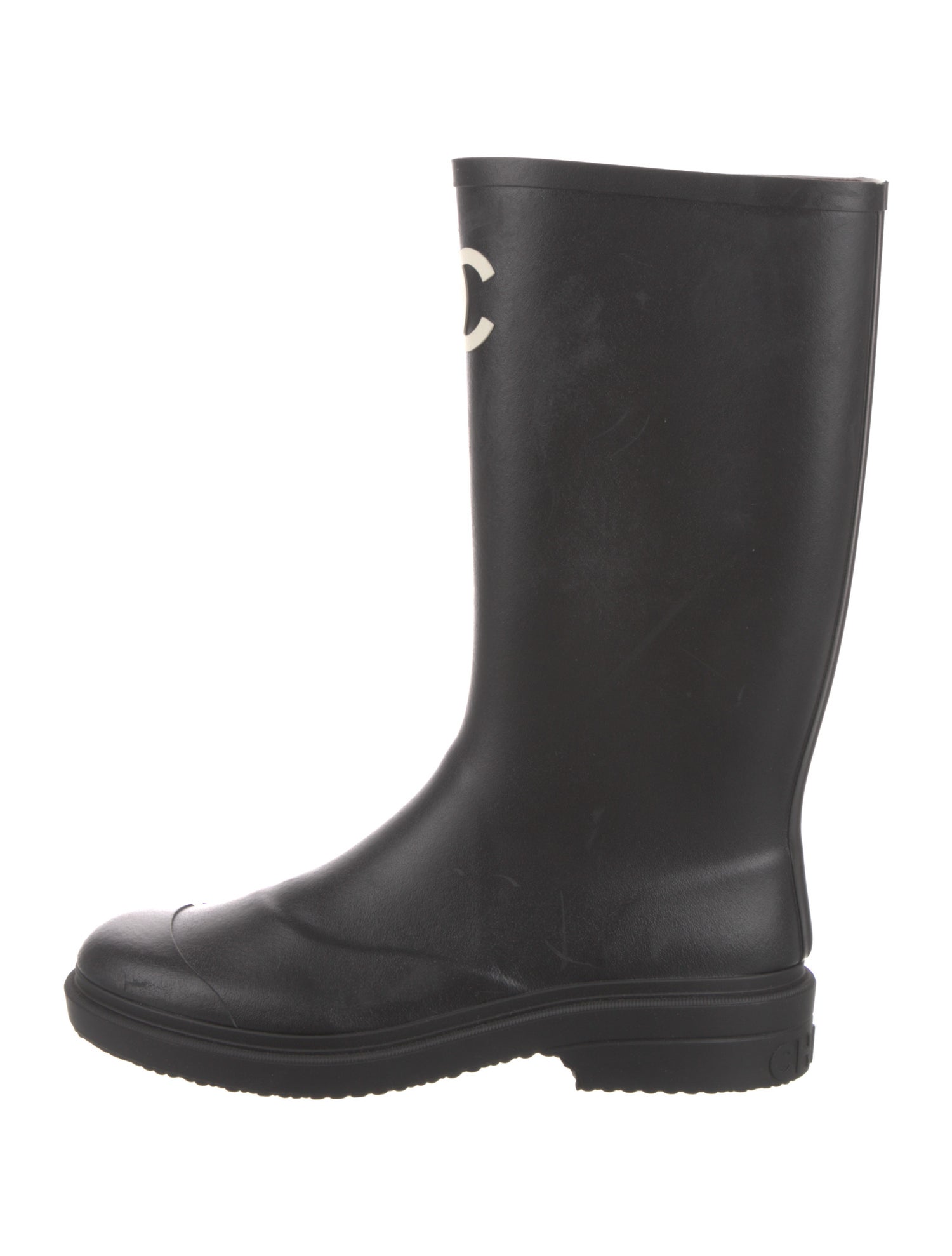 Chanel Interlocking CC Logo Rubber Rain Boots