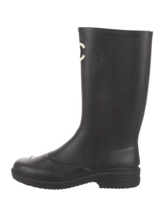 Chanel Interlocking CC Logo Rubber Rain Boots
