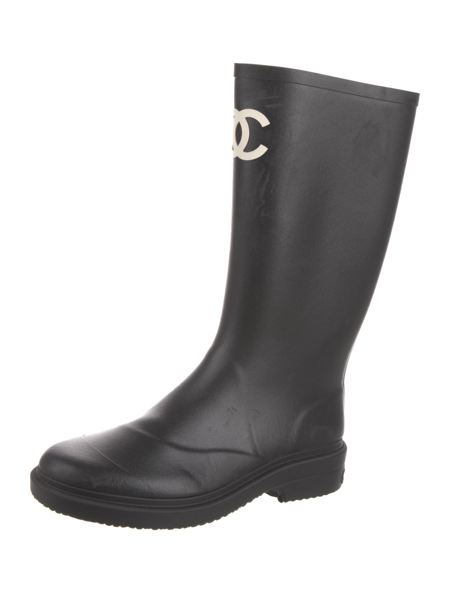 Chanel Interlocking CC Logo Rubber Rain Boots