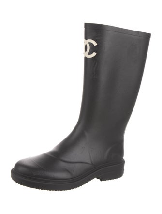 Chanel Interlocking CC Logo Rubber Rain Boots