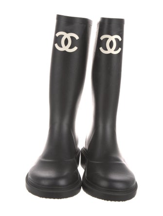Chanel Interlocking CC Logo Rubber Rain Boots