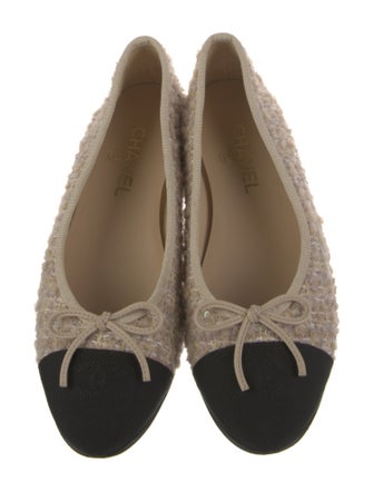 Chanel Interlocking CC Logo Tweed Ballet Flats