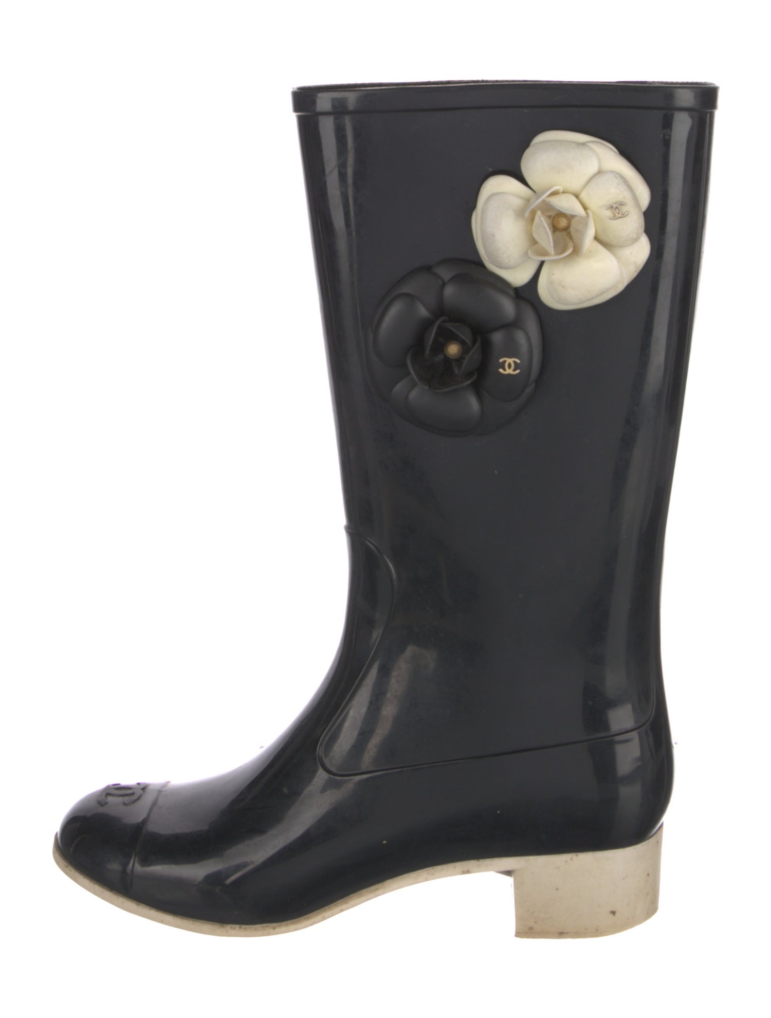 Chanel Interlocking CC Logo Rubber Rain Boots