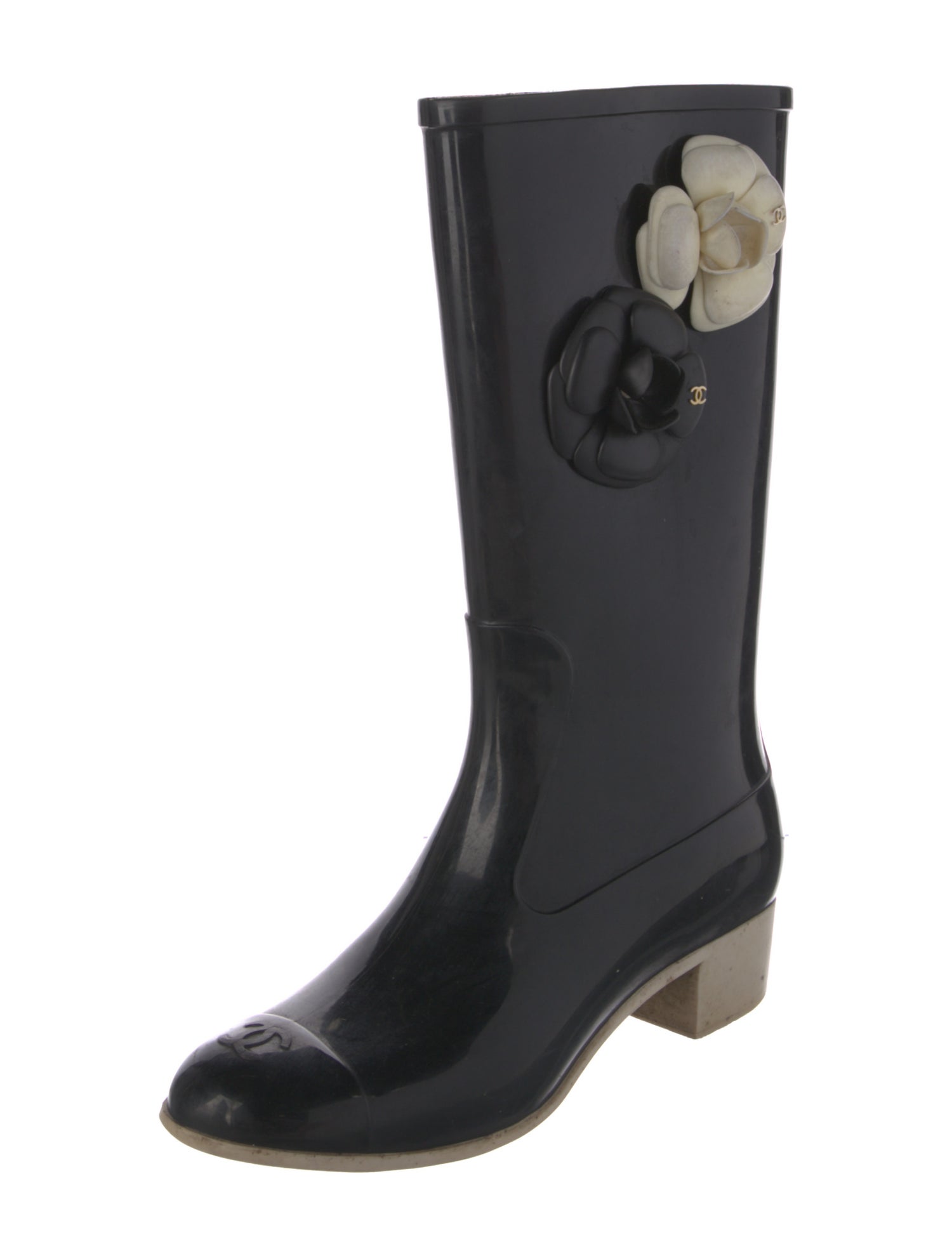 Chanel Interlocking CC Logo Rubber Rain Boots