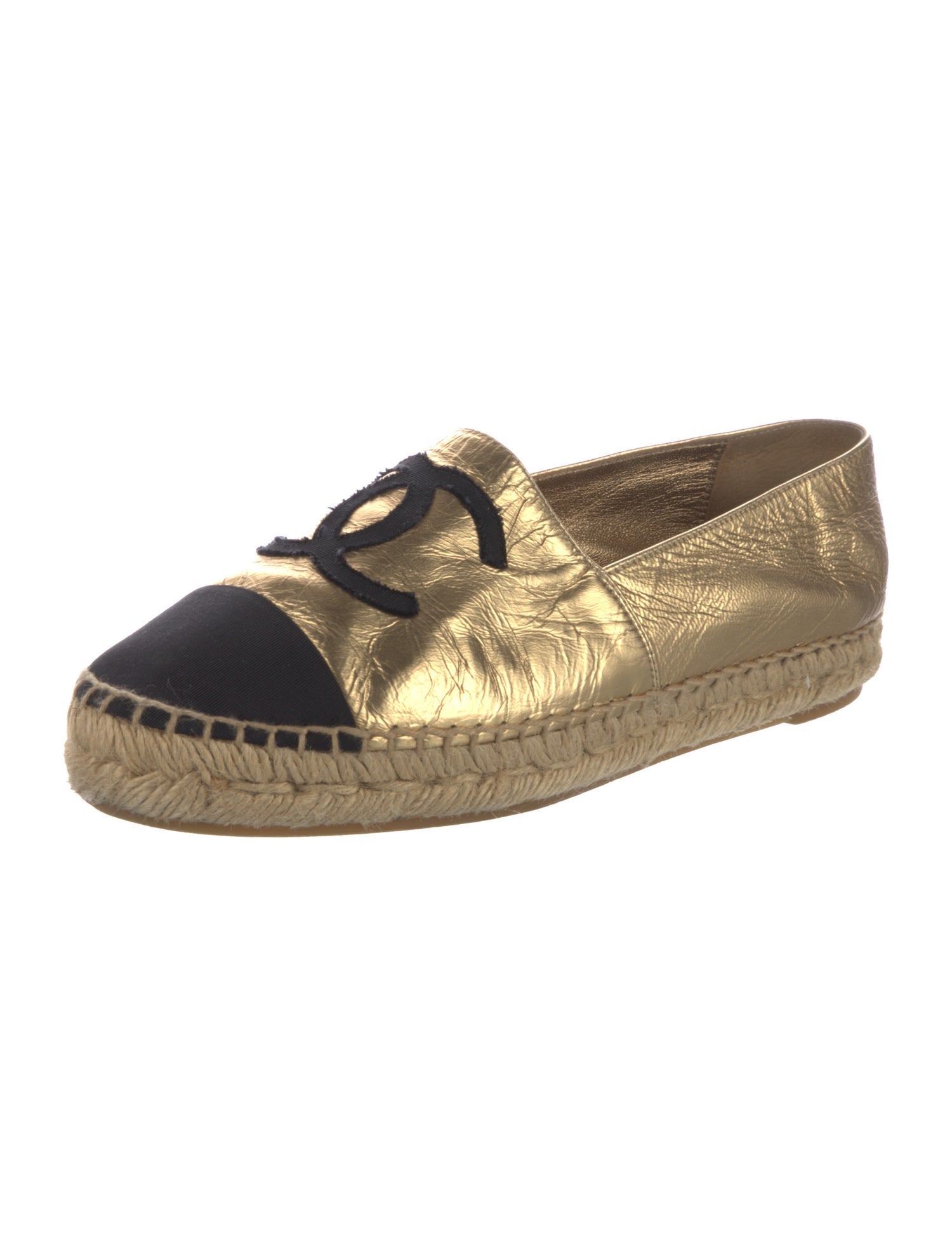 Chanel Interlocking CC Logo Leather Espadrilles