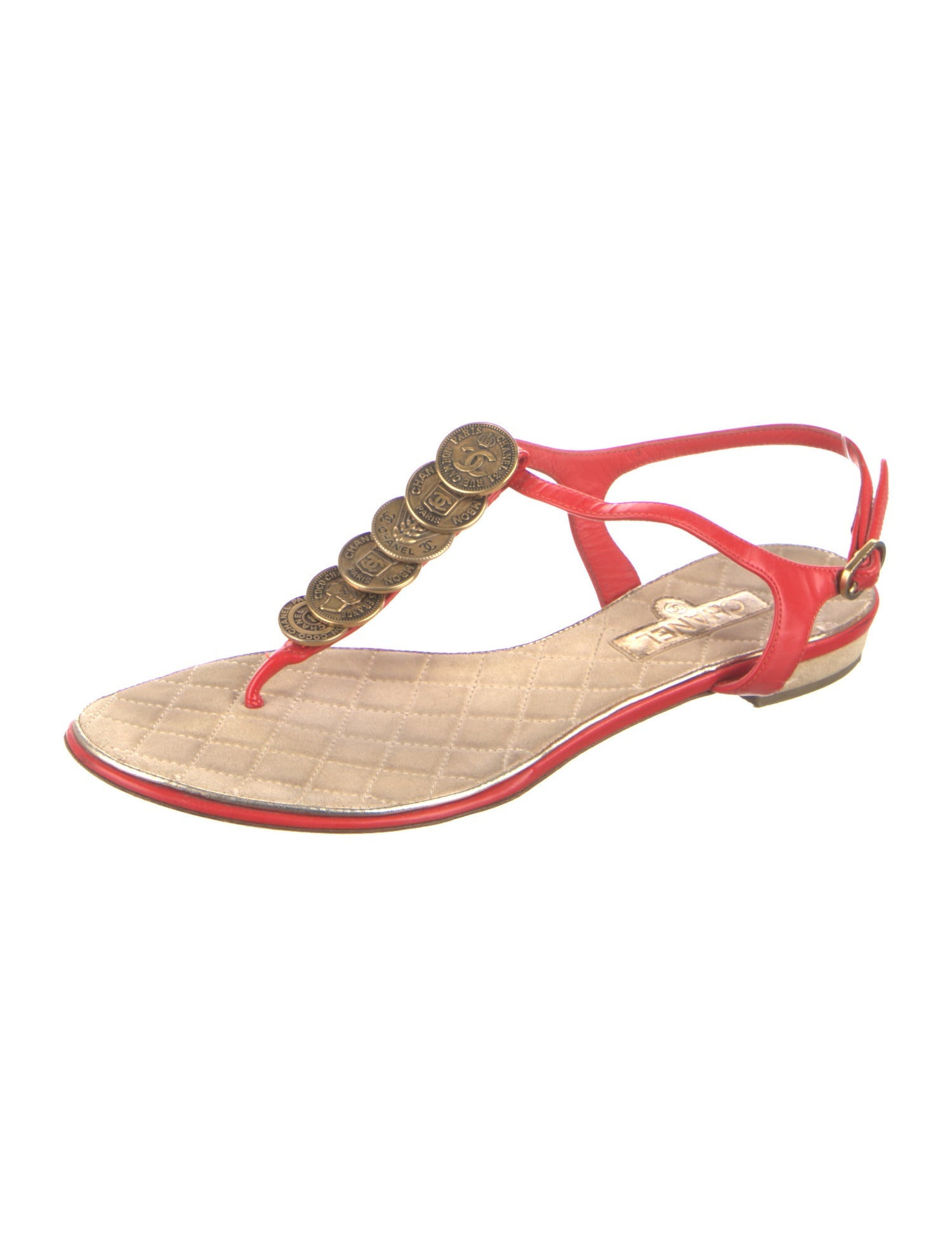 Chanel 2014 Interlocking CC Logo T-Strap Sandals