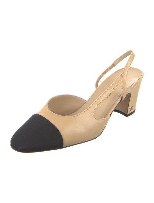 Chanel Interlocking CC Logo Leather Slingback Pumps