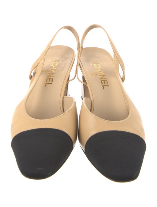 Chanel Interlocking CC Logo Leather Slingback Pumps