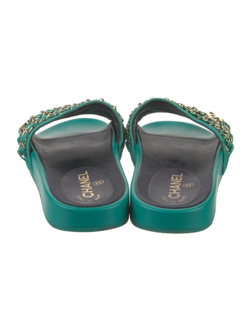 Chanel Interlocking CC Logo Satin Slides