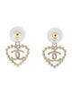 Chanel 2025 Faux Pearl & Strass CC Heart Drop Earrings