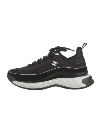 Chanel Interlocking CC Logo Leather Trim Embellishment Sneakers