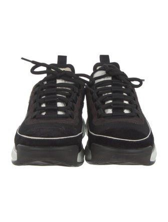 Chanel Interlocking CC Logo Leather Trim Embellishment Sneakers