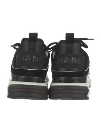 Chanel Interlocking CC Logo Leather Trim Embellishment Sneakers