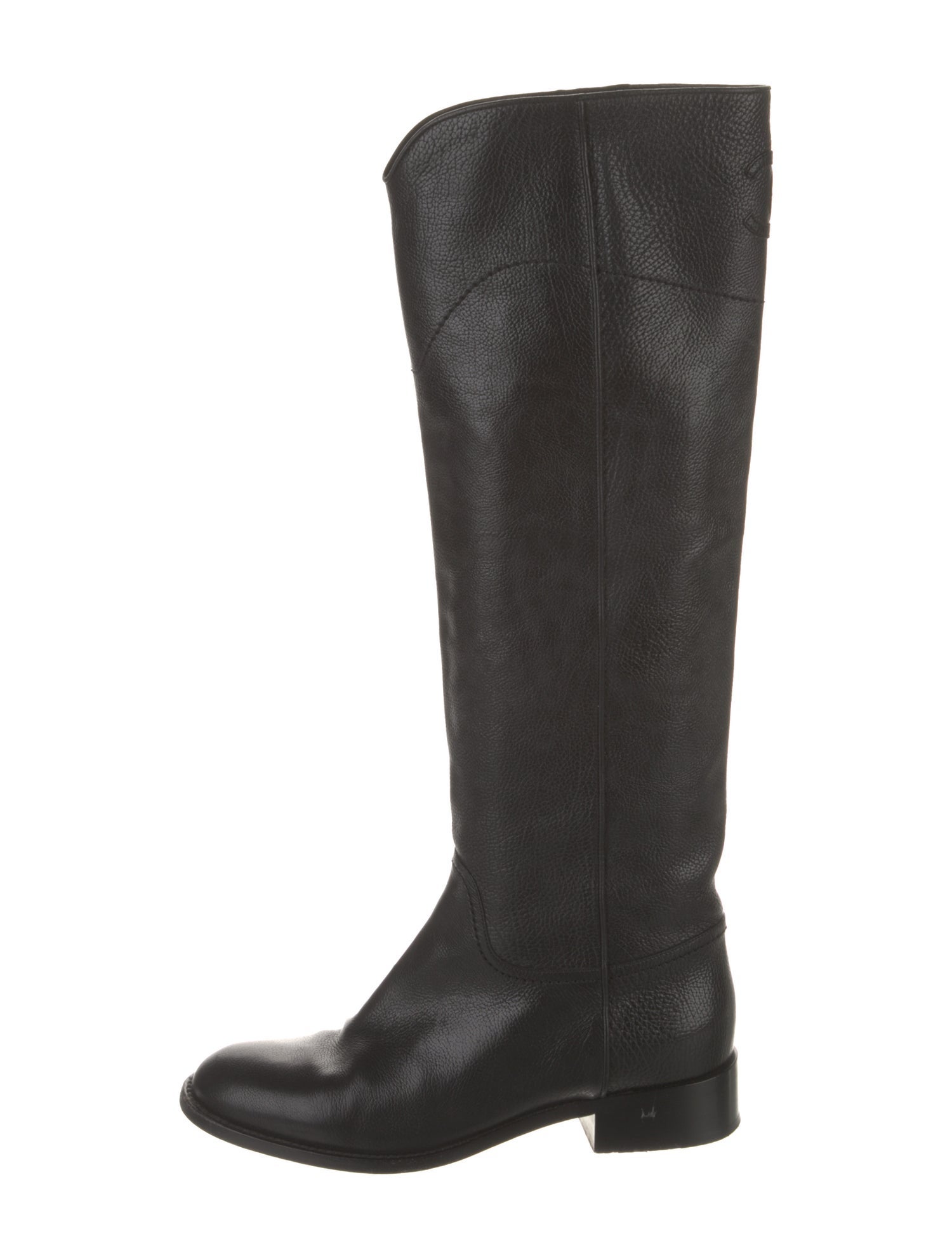 Chanel Interlocking CC Logo Leather Riding Boots