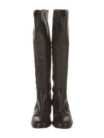Chanel Interlocking CC Logo Leather Riding Boots