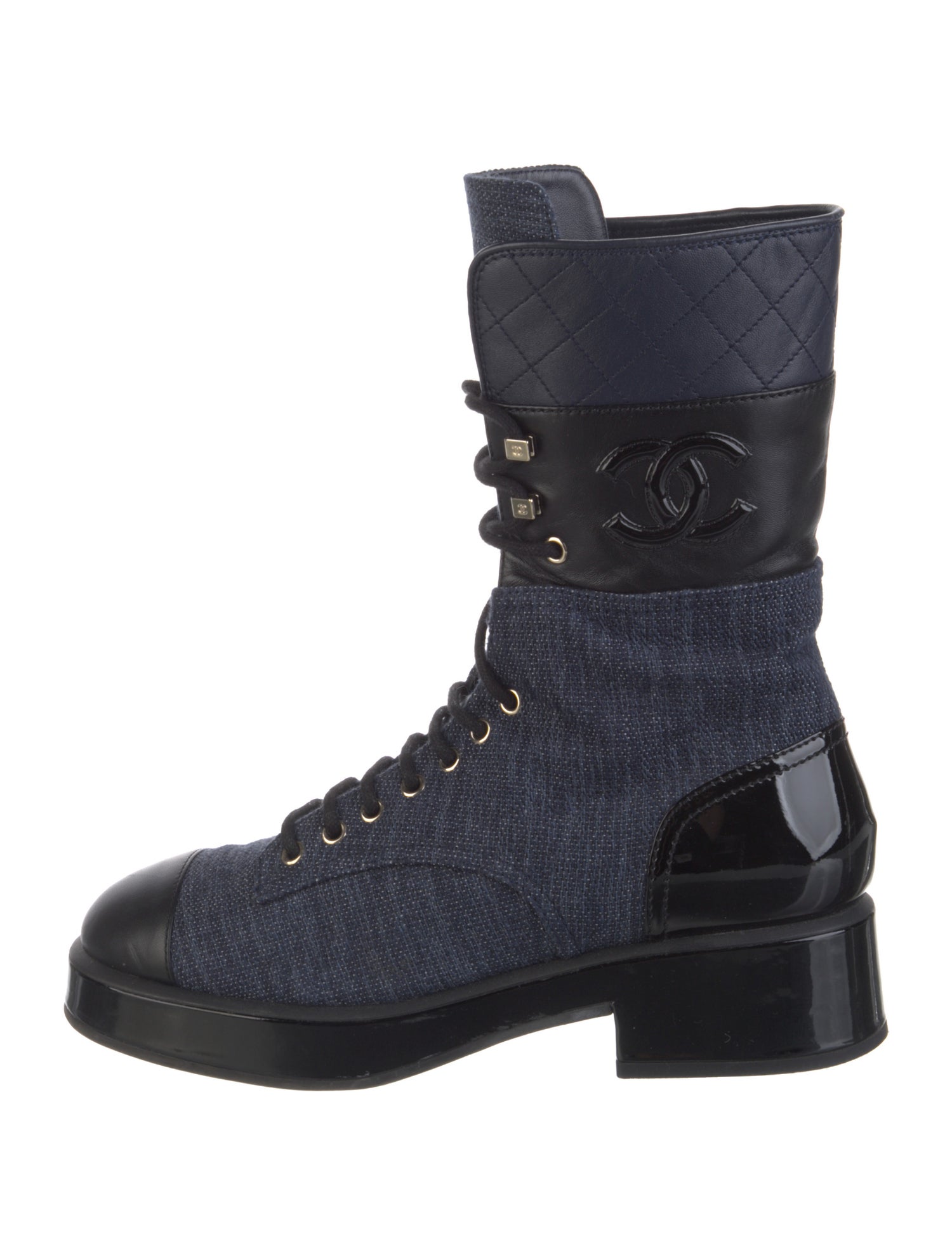 Chanel 2022 Interlocking CC Logo Combat Boots