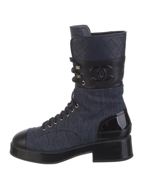 Chanel 2022 Interlocking CC Logo Combat Boots
