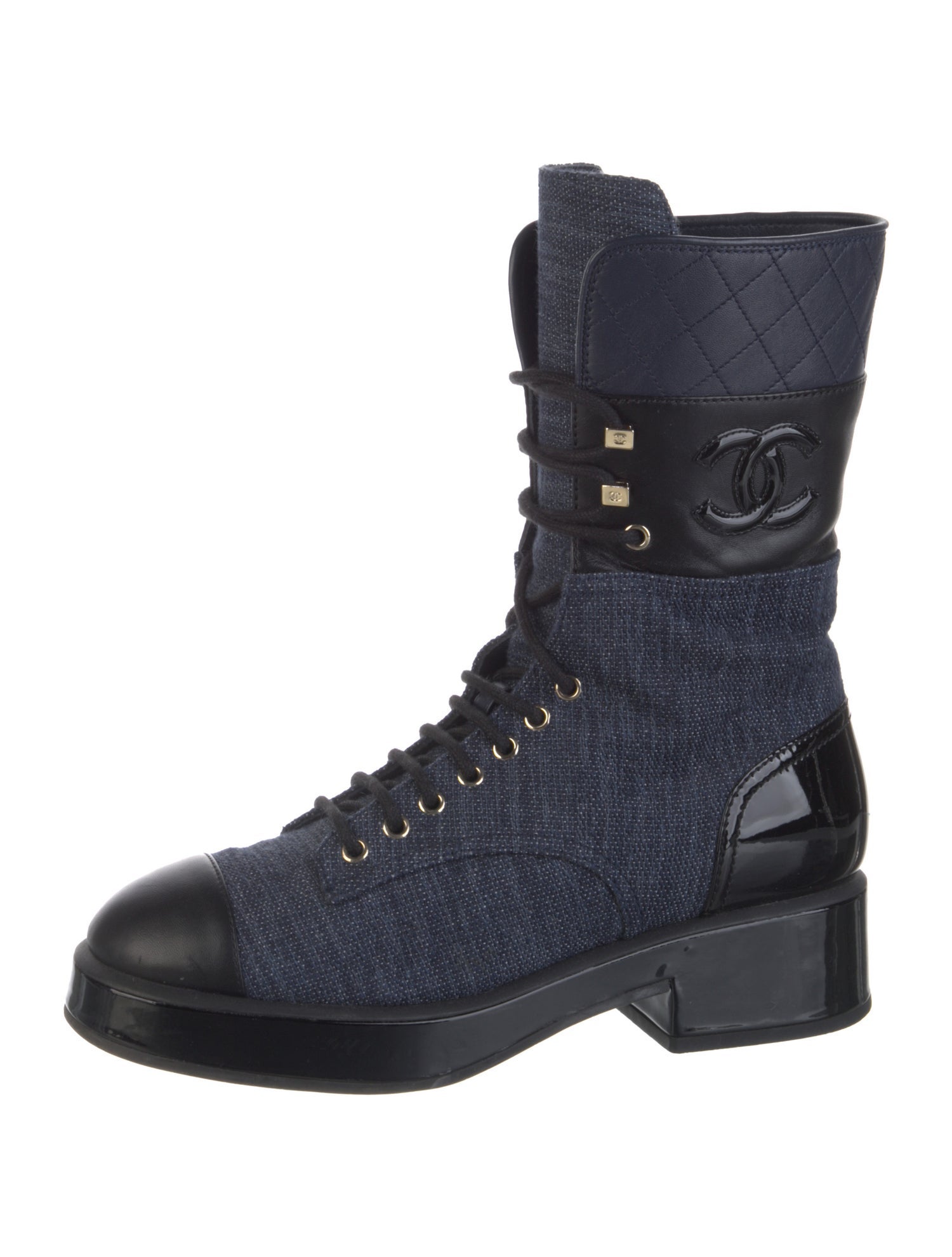 Chanel 2022 Interlocking CC Logo Combat Boots