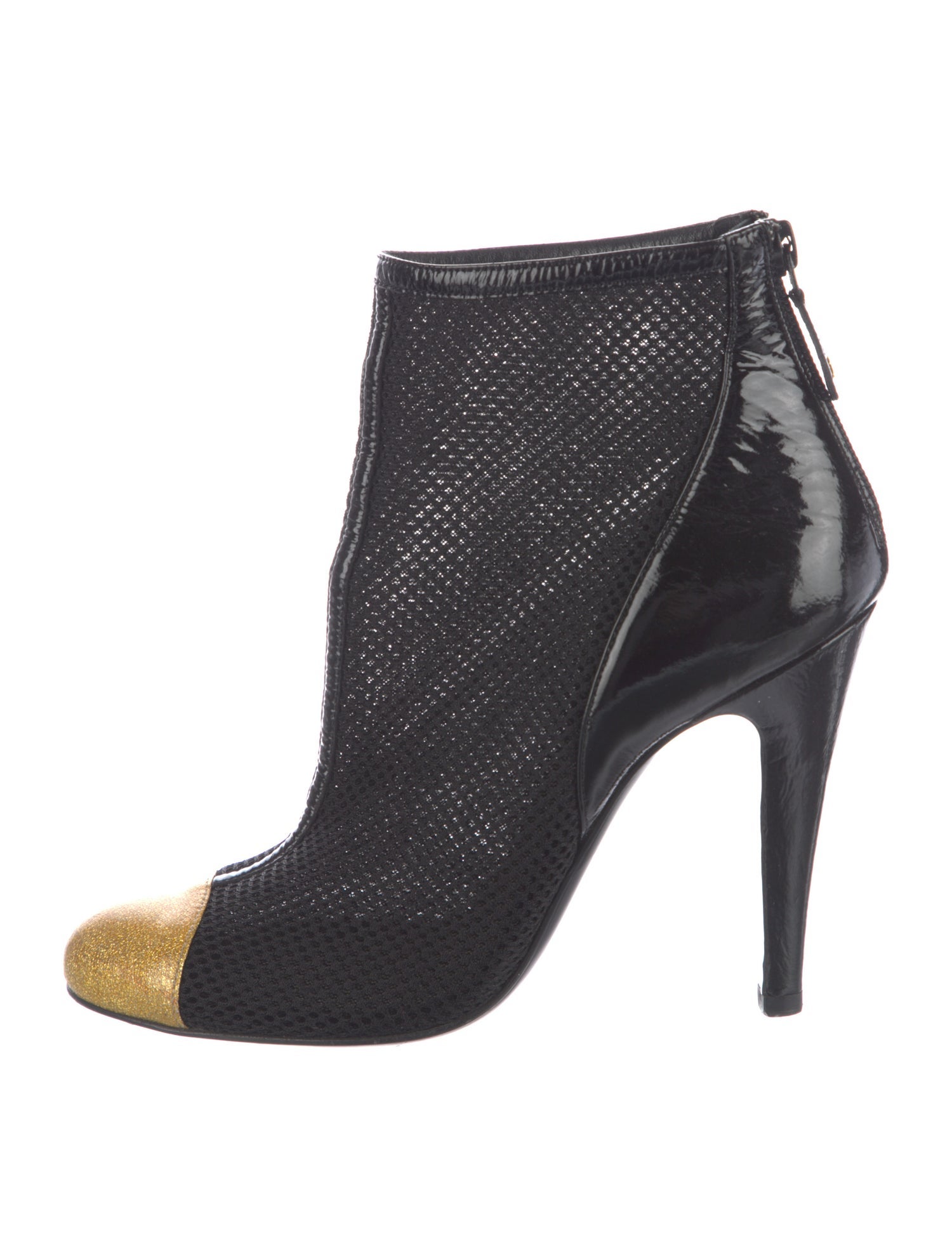 Chanel Interlocking CC Logo Mesh Boots