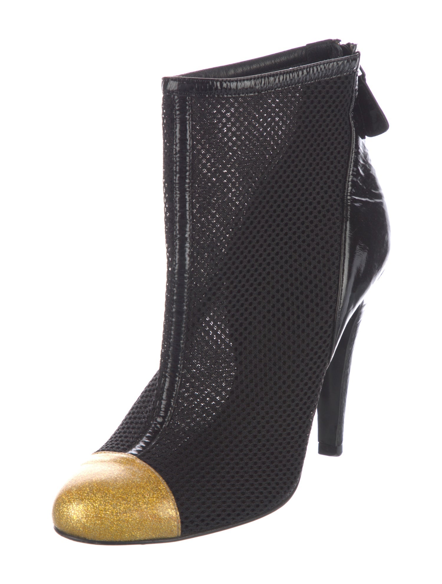 Chanel Interlocking CC Logo Mesh Boots