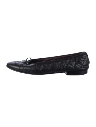 Chanel Interlocking CC Logo Leather Ballet Flats