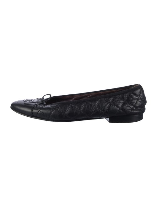 Chanel Interlocking CC Logo Leather Ballet Flats