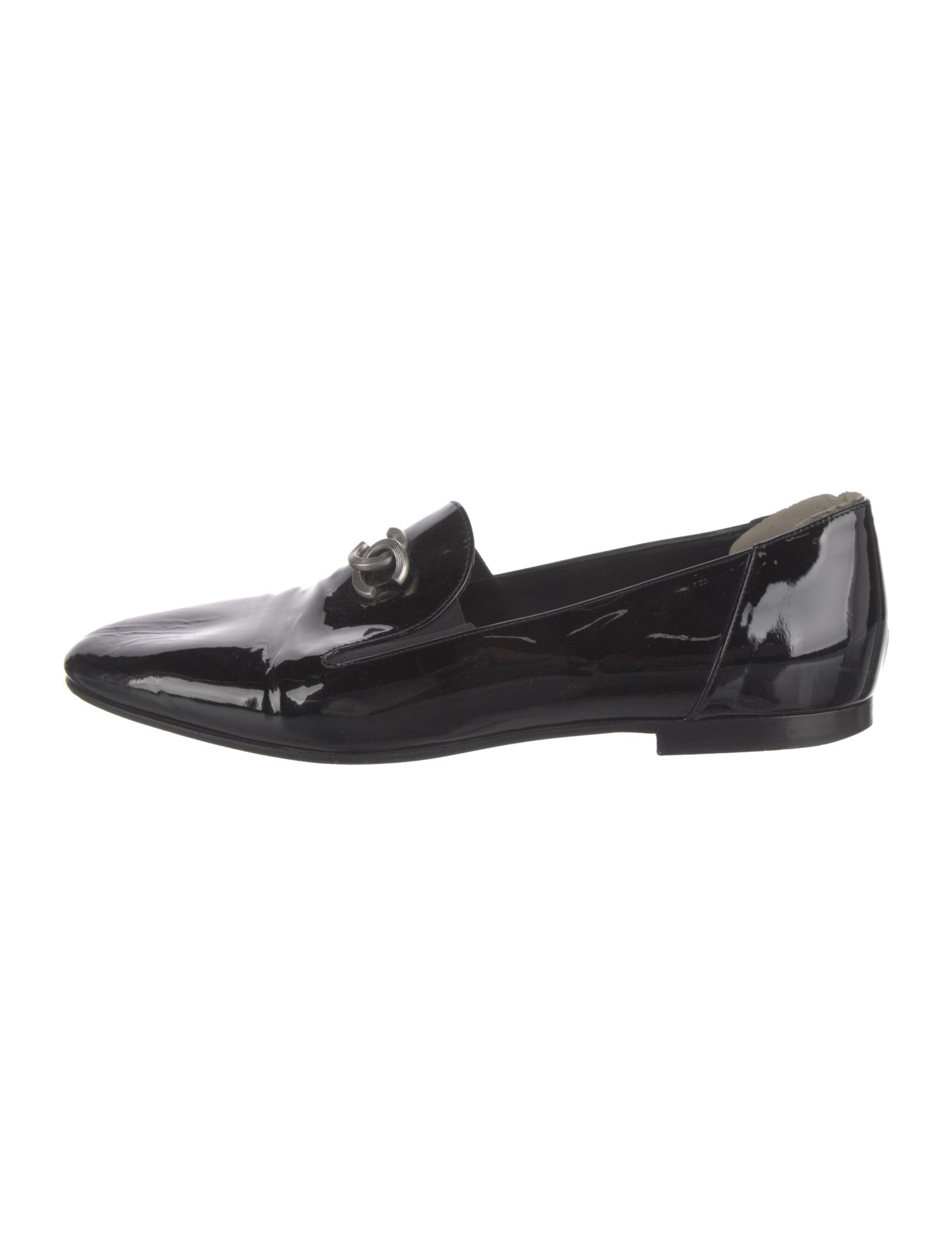 Chanel Interlocking CC Logo Patent Leather Loafers