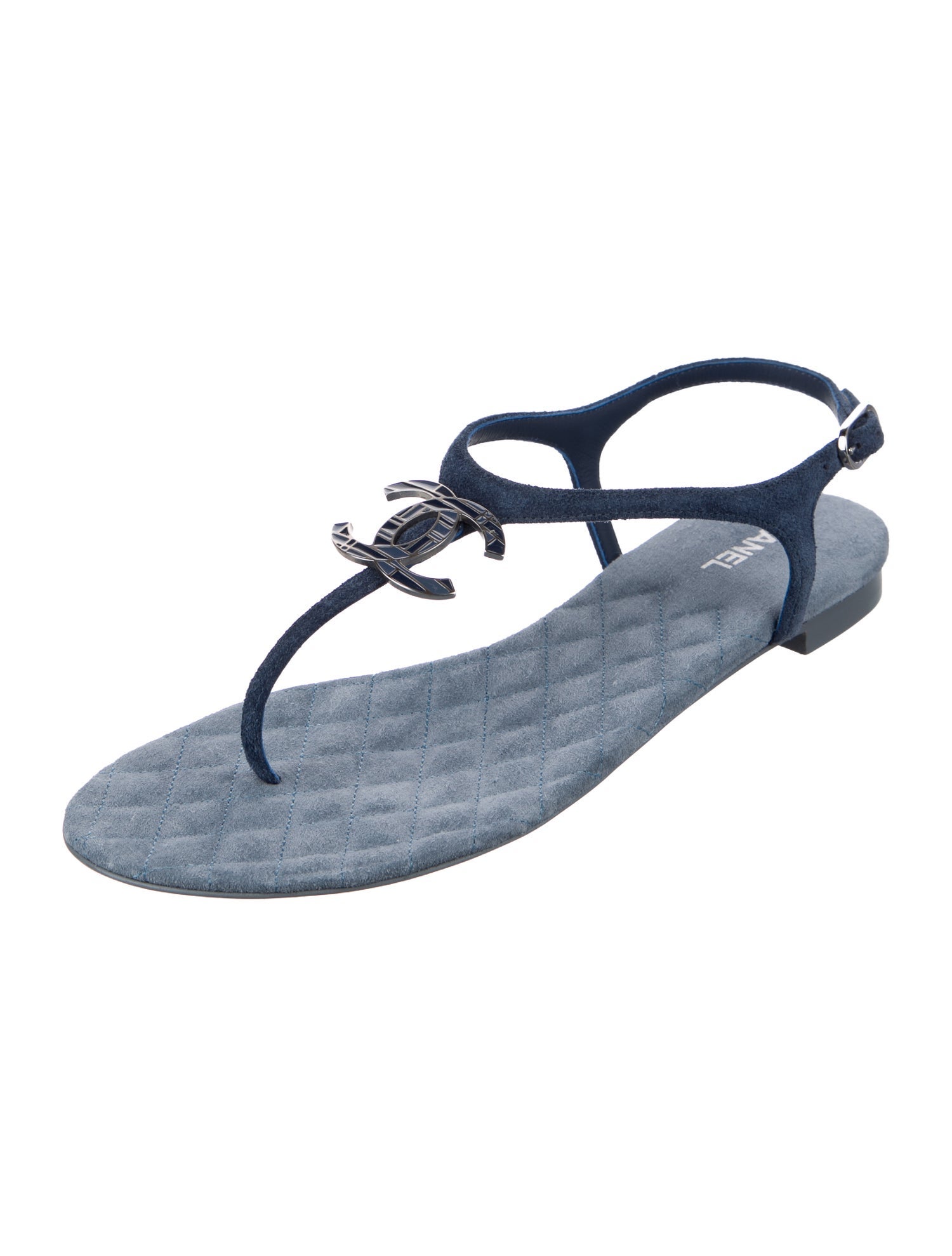 Chanel 2018 Interlocking CC Logo T-Strap Sandals