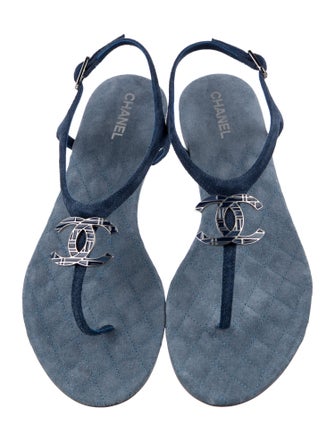 Chanel 2018 Interlocking CC Logo T-Strap Sandals