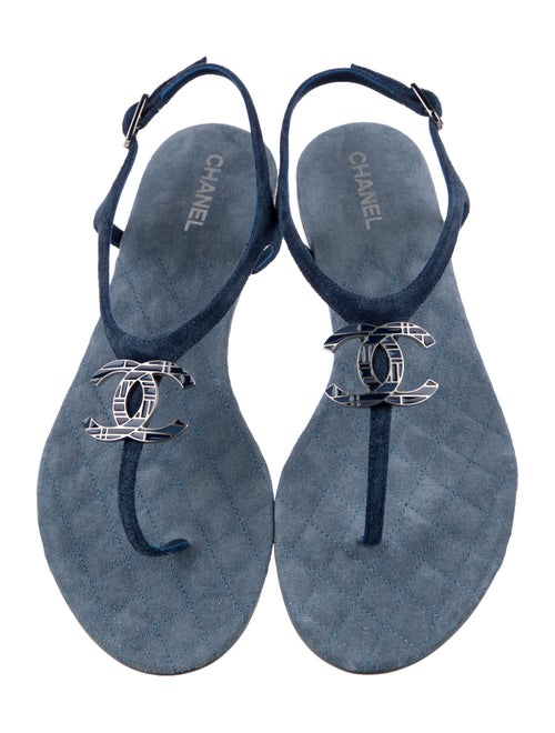 Chanel 2018 Interlocking CC Logo T-Strap Sandals