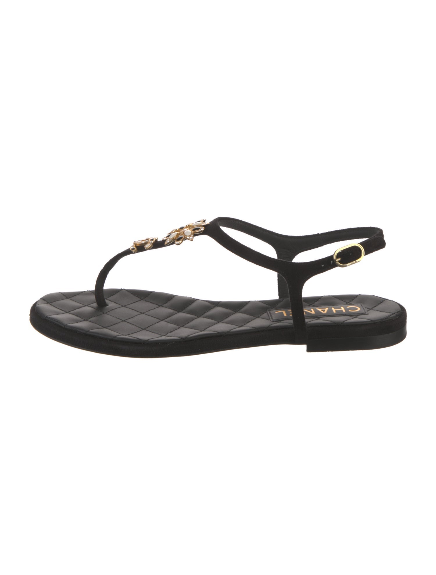 Chanel 2023 Interlocking CC Logo T-Strap Sandals