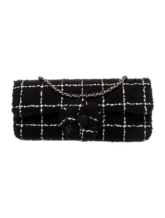 Chanel Tweed E/W Camellia Flap Bag