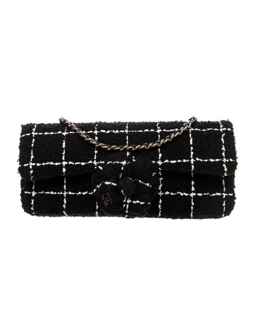 Chanel Tweed E/W Camellia Flap Bag